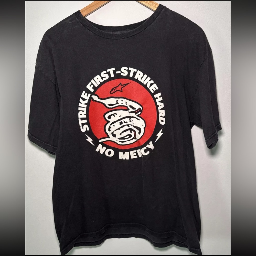 Alpine Stars  T Shirt No Mercy Made In USA Size L Motercross Racing Y2K Vintage